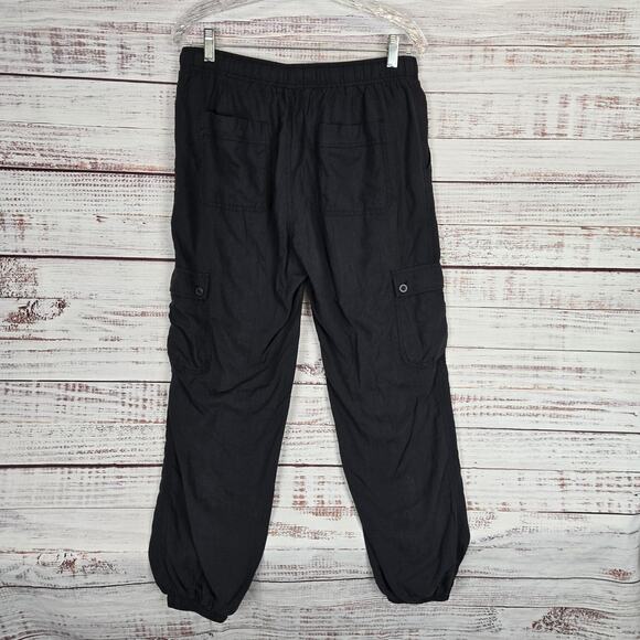 Industry Republic Women Jogger Cargo Pants Lg Black Drawstring Stretch Waist NWT - Picture 2 of 10